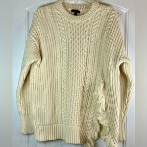 J. Crew Cream Sweater Women’s Large Oversized Cable Knit Fisherman